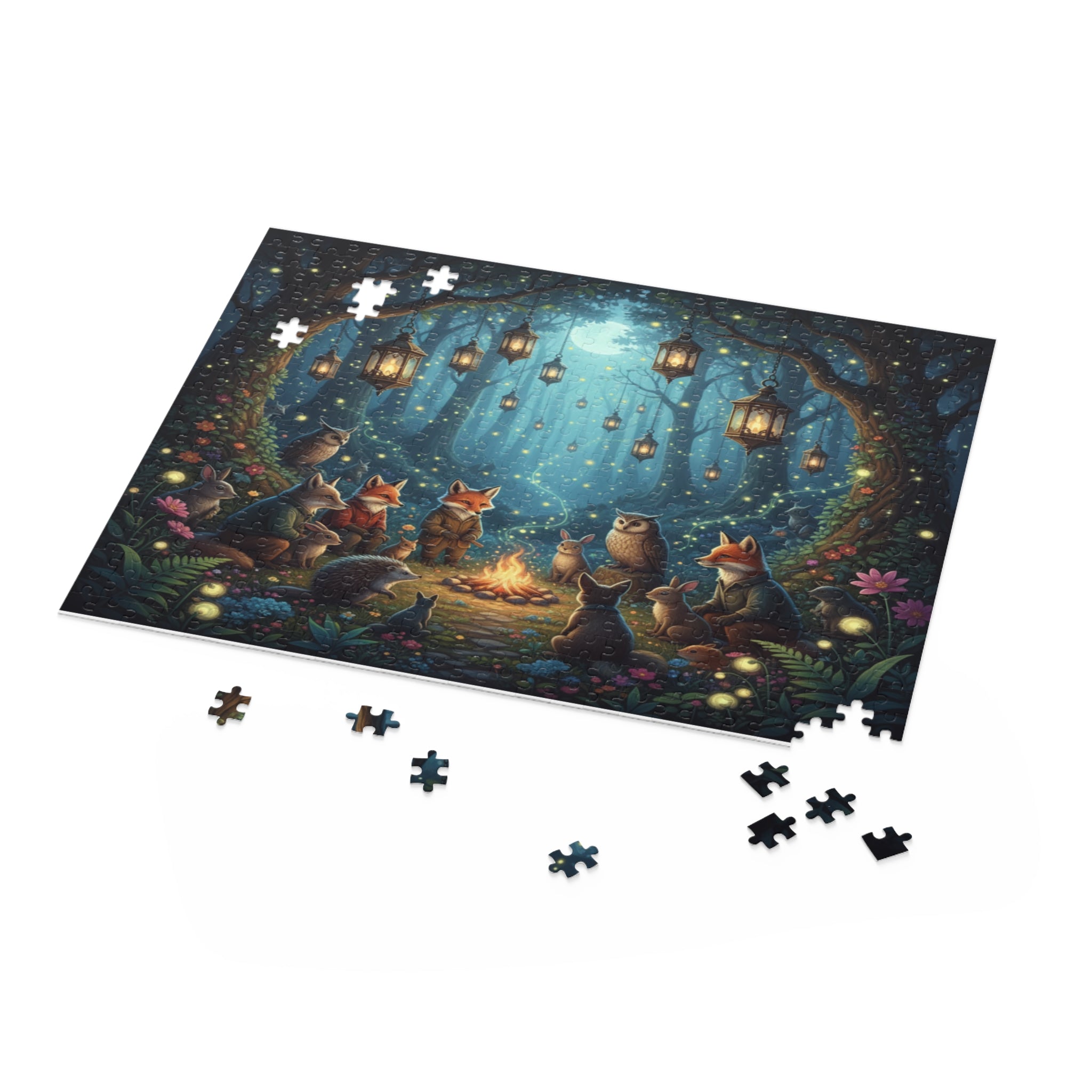 Moonlit Forest Gathering Jigsaw Puzzle (120/252/500 pcs)