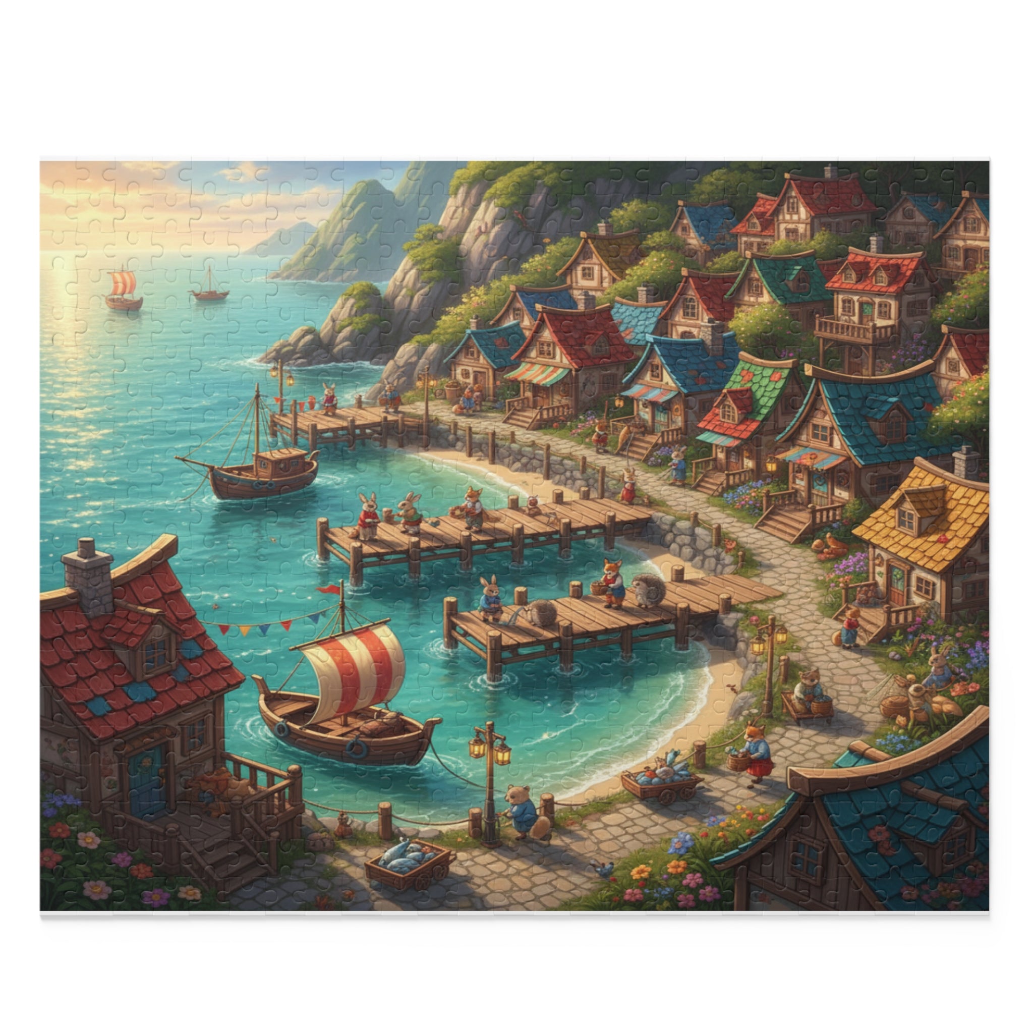 Seaside Animal Town Jigsaw Puzzle (120/252/500 pcs)