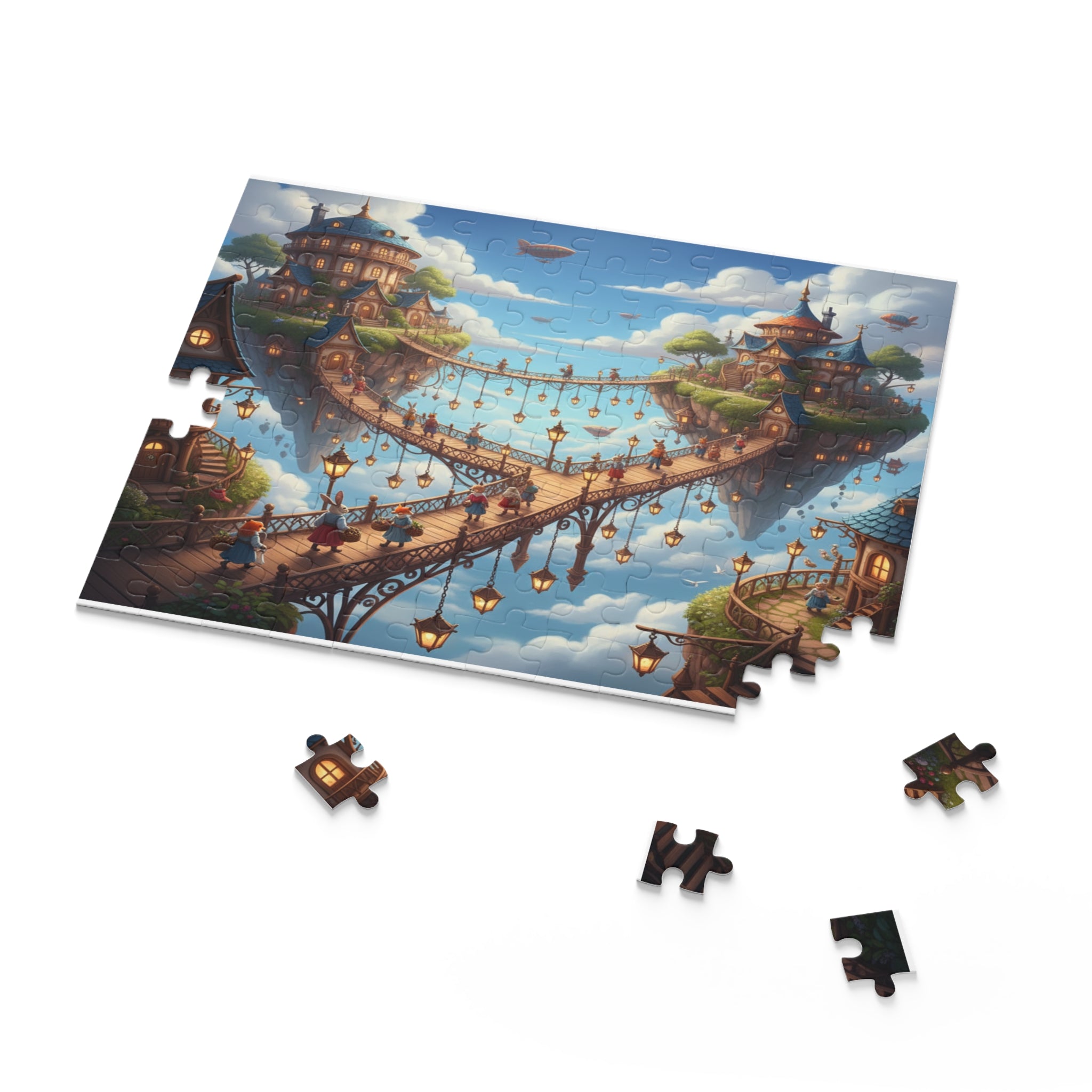 Sky Bridge Village Jigsaw Puzzle (120/252/500 pcs)