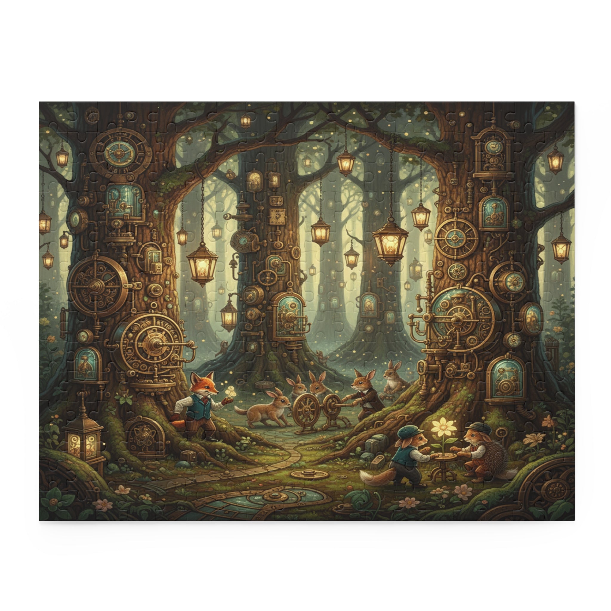 Enchanted Clockwork Forest Jigsaw Puzzle (120/252/500 pcs)