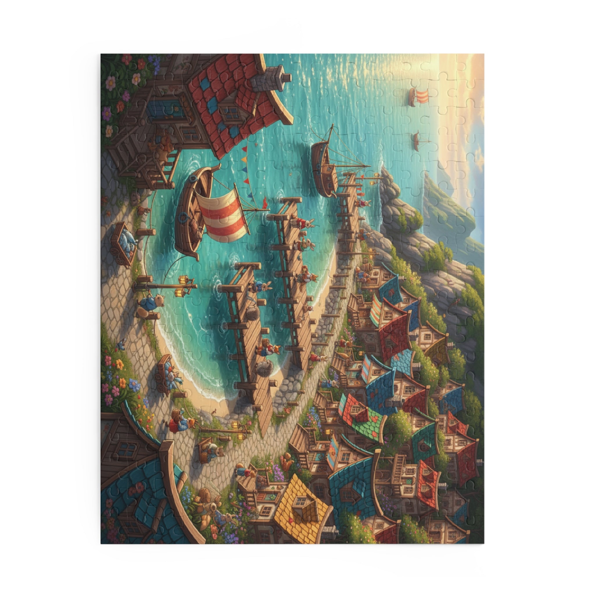 Seaside Animal Town Jigsaw Puzzle (120/252/500 pcs)