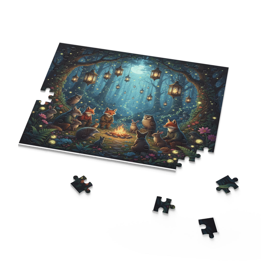 Moonlit Forest Gathering Jigsaw Puzzle (120/252/500 pcs)