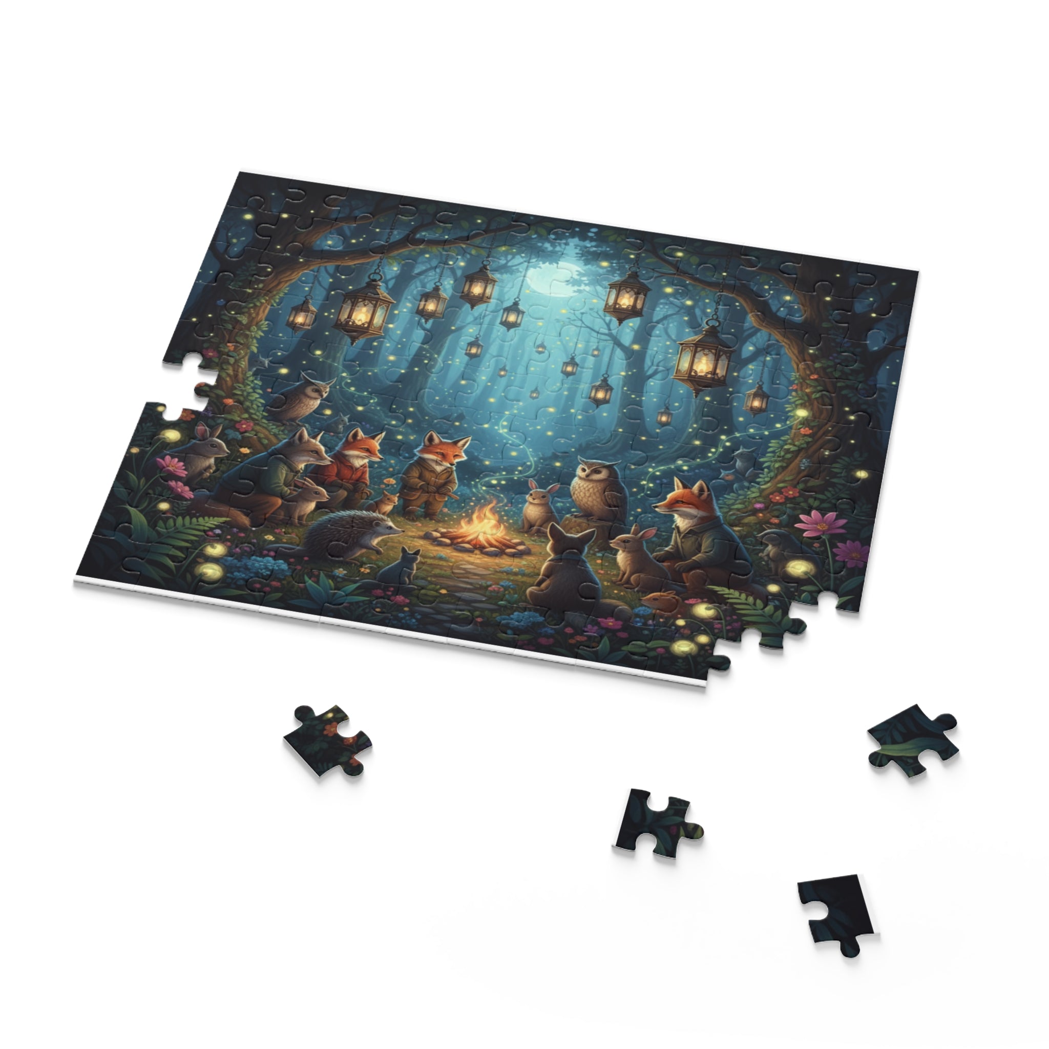 Moonlit Forest Gathering Jigsaw Puzzle (120/252/500 pcs)