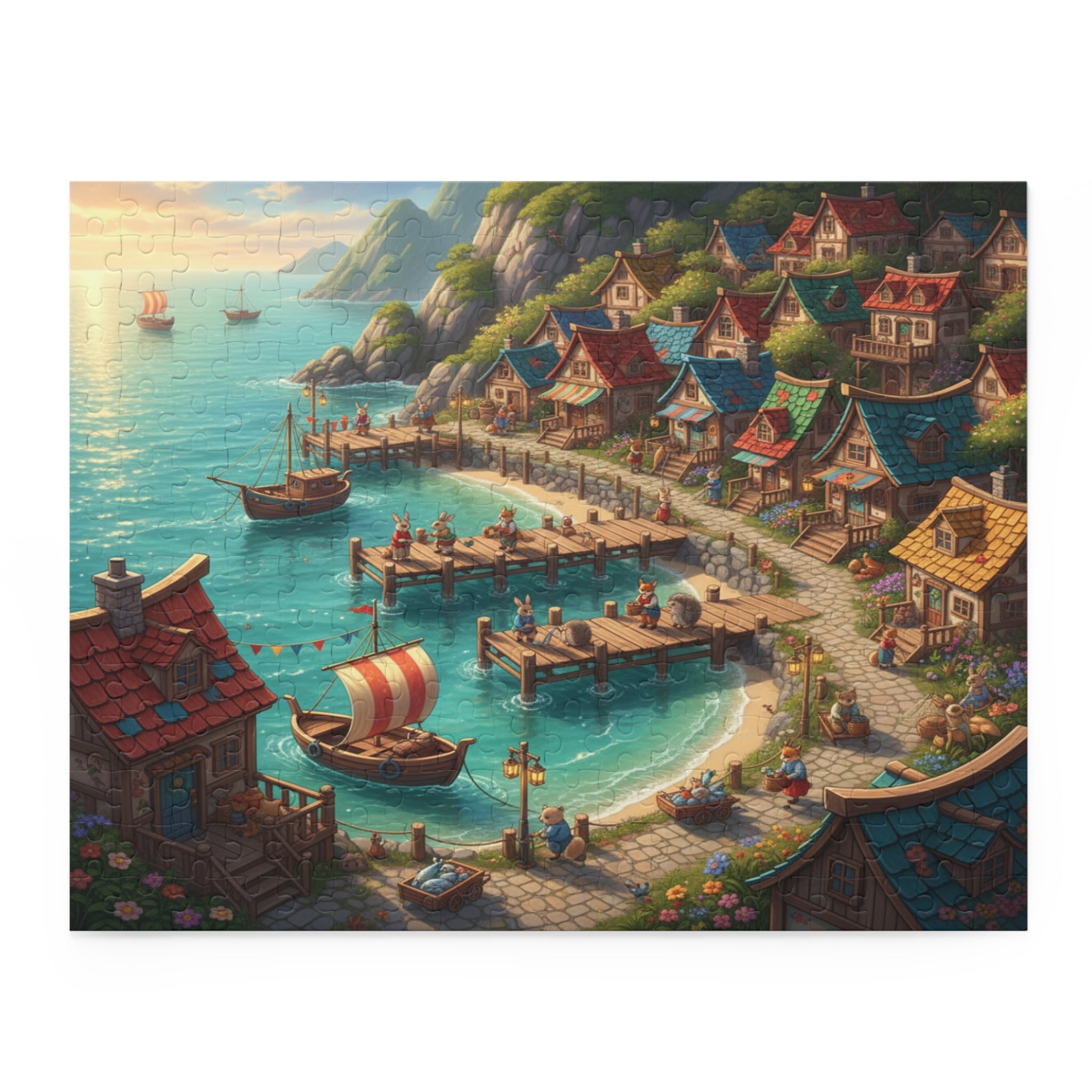 Seaside Animal Town Jigsaw Puzzle (120/252/500 pcs)