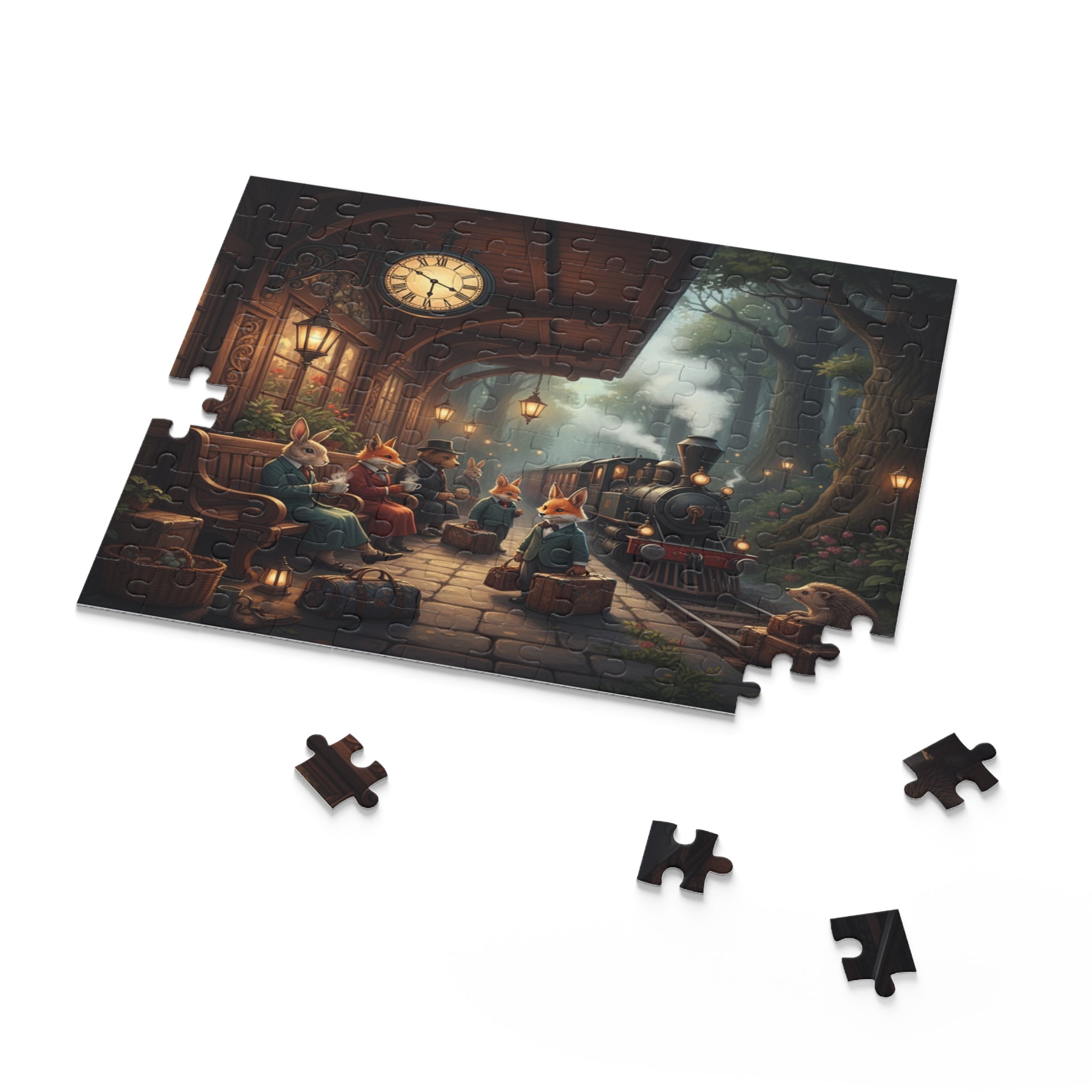 Forest Train Station Jigsaw Puzzle (120/252/500 pcs)
