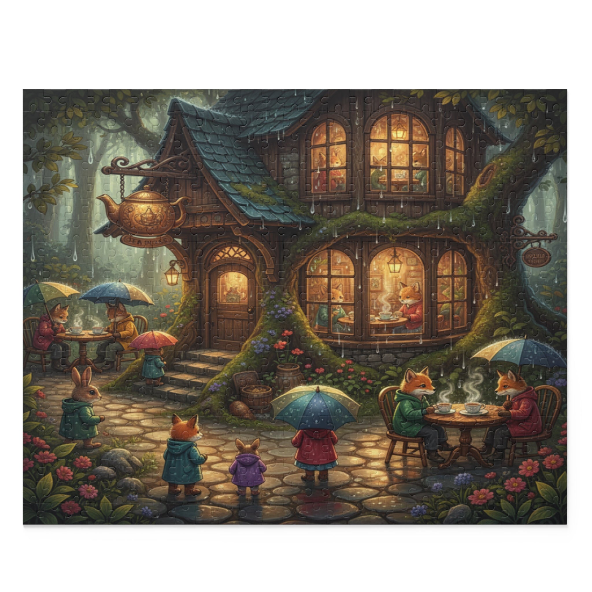 Rainy Day Tea House Jigsaw Puzzle (120/252/500 pcs)