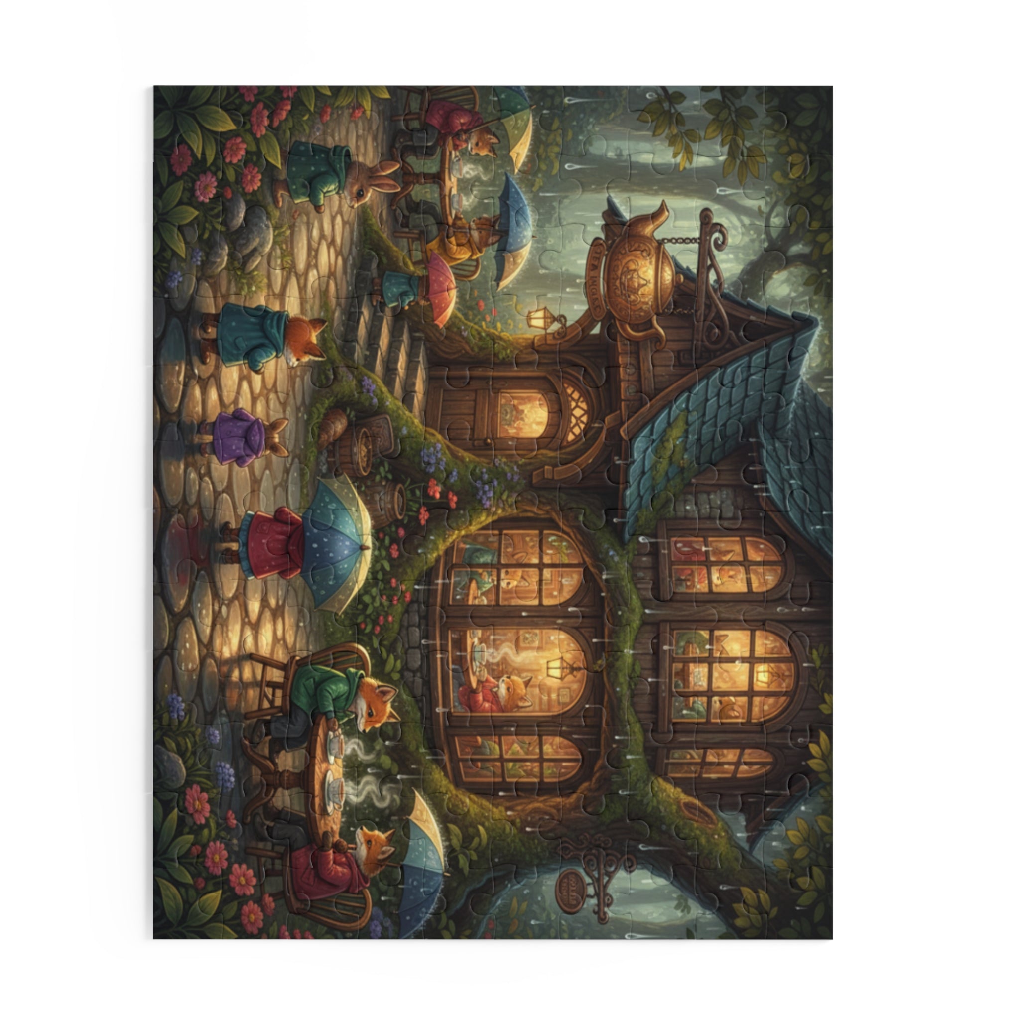Rainy Day Tea House Jigsaw Puzzle (120/252/500 pcs)