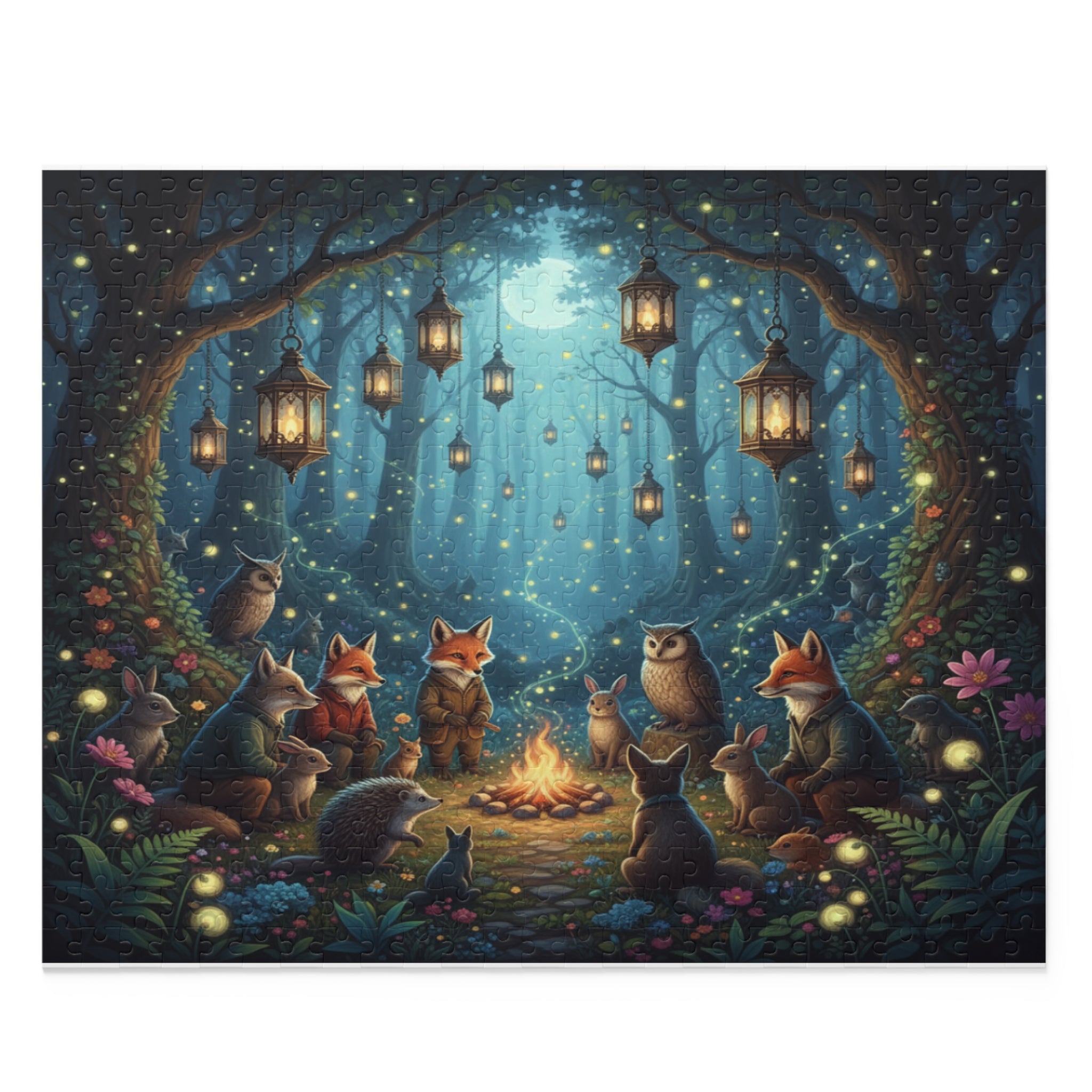 Moonlit Forest Gathering Jigsaw Puzzle (120/252/500 pcs)