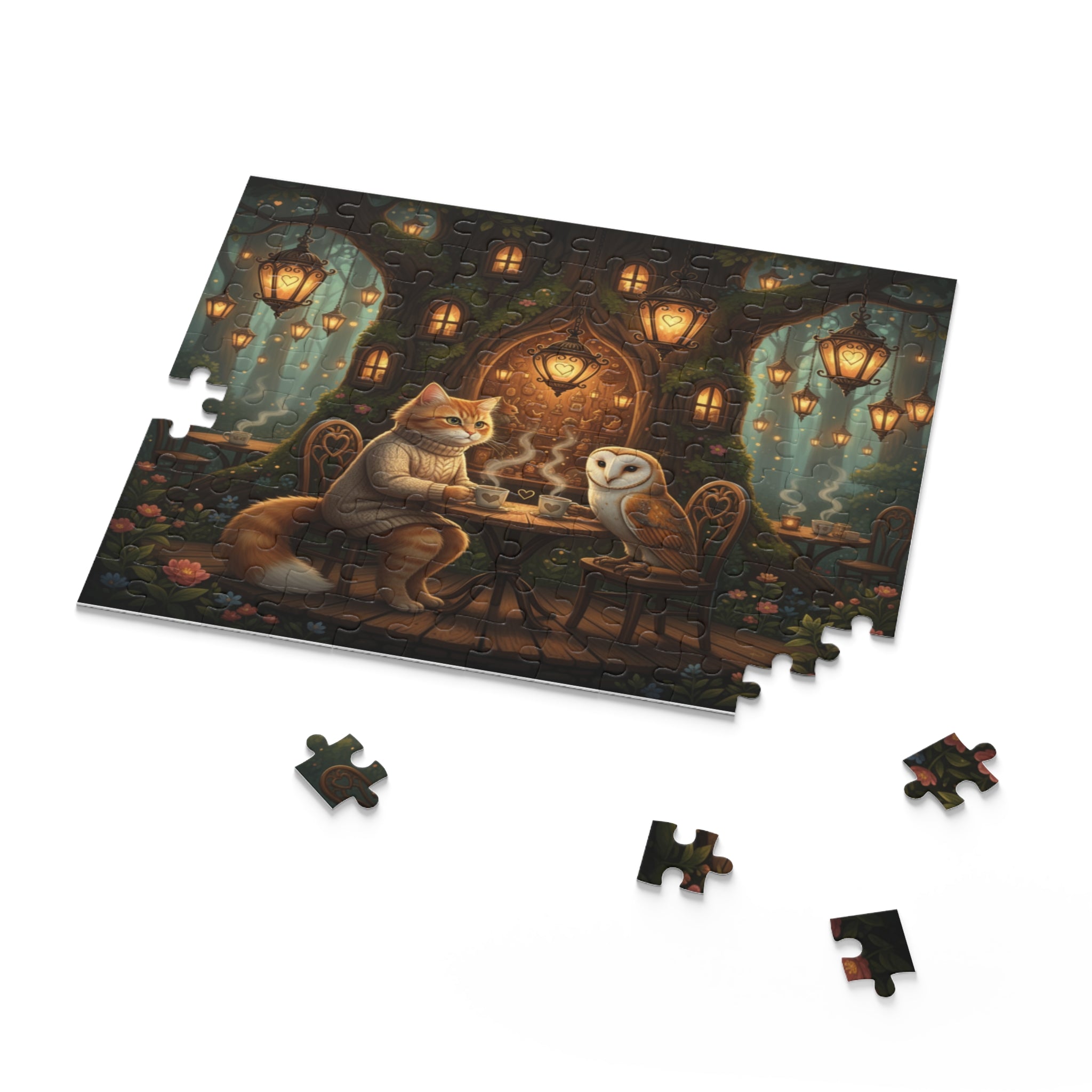 The Cozy Forest Café Date Jigsaw Puzzle (120/252/500 pcs)