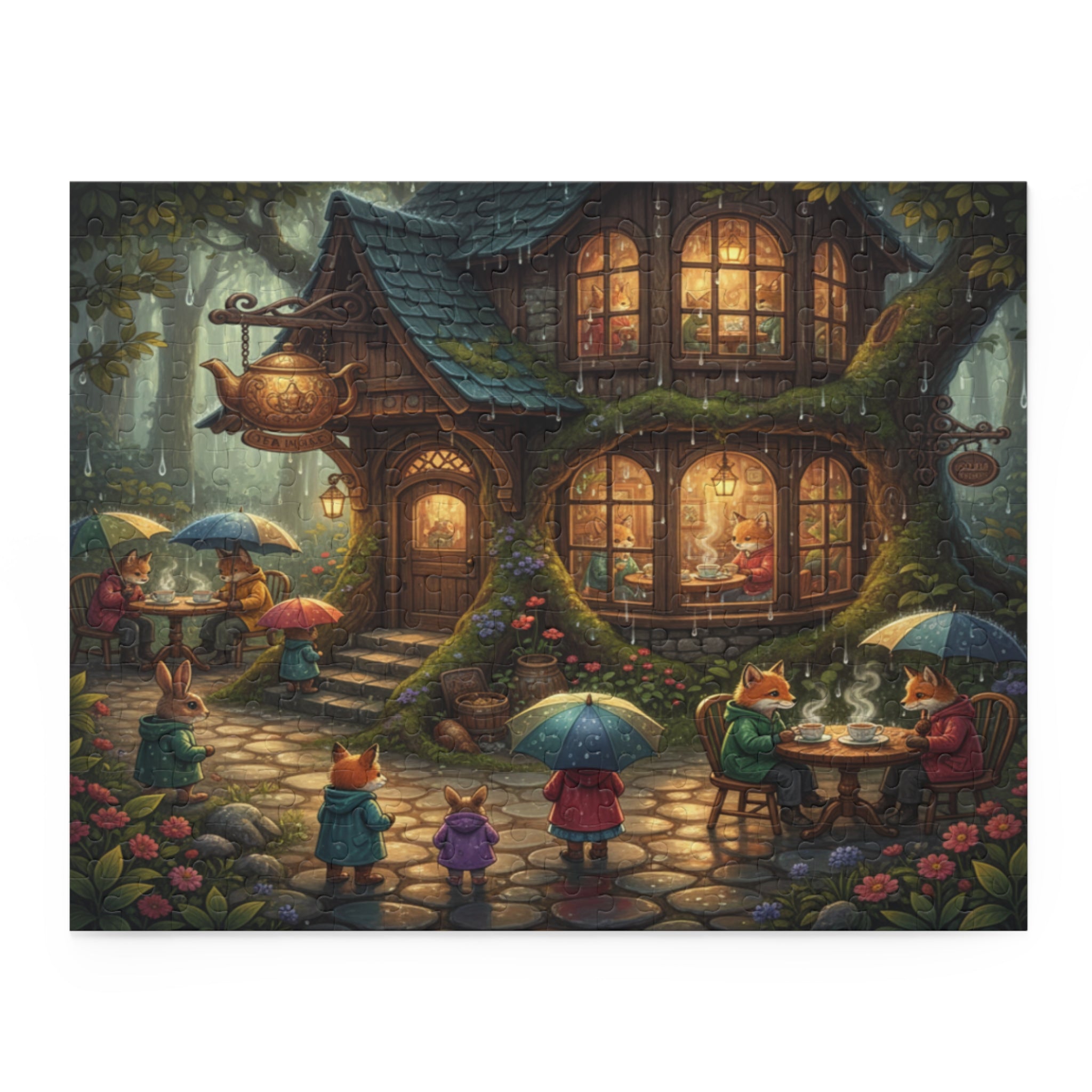 Rainy Day Tea House Jigsaw Puzzle (120/252/500 pcs)