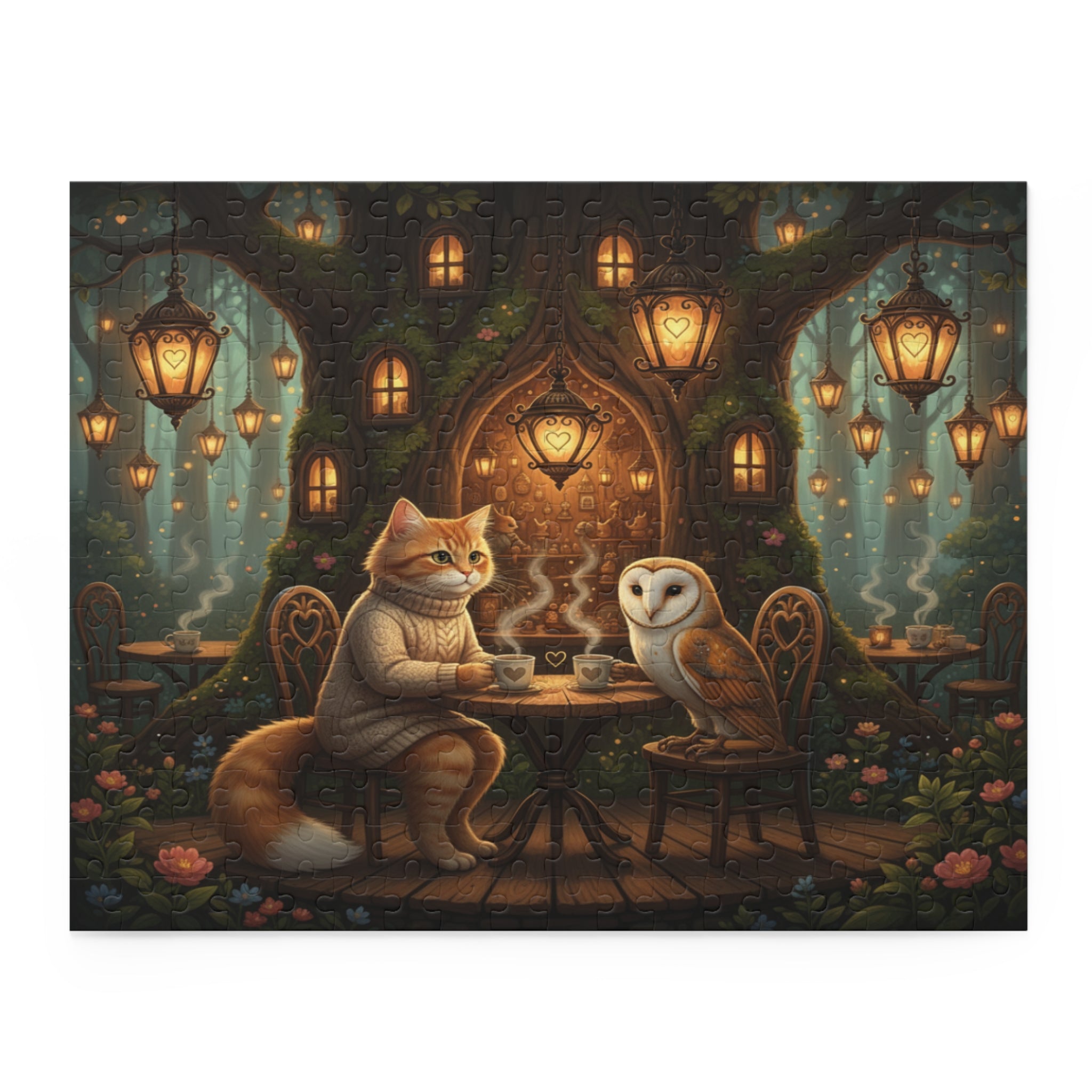 The Cozy Forest Café Date Jigsaw Puzzle (120/252/500 pcs)