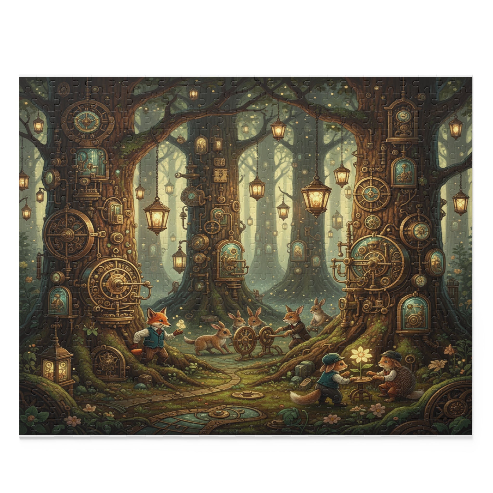 Enchanted Clockwork Forest Jigsaw Puzzle (120/252/500 pcs)