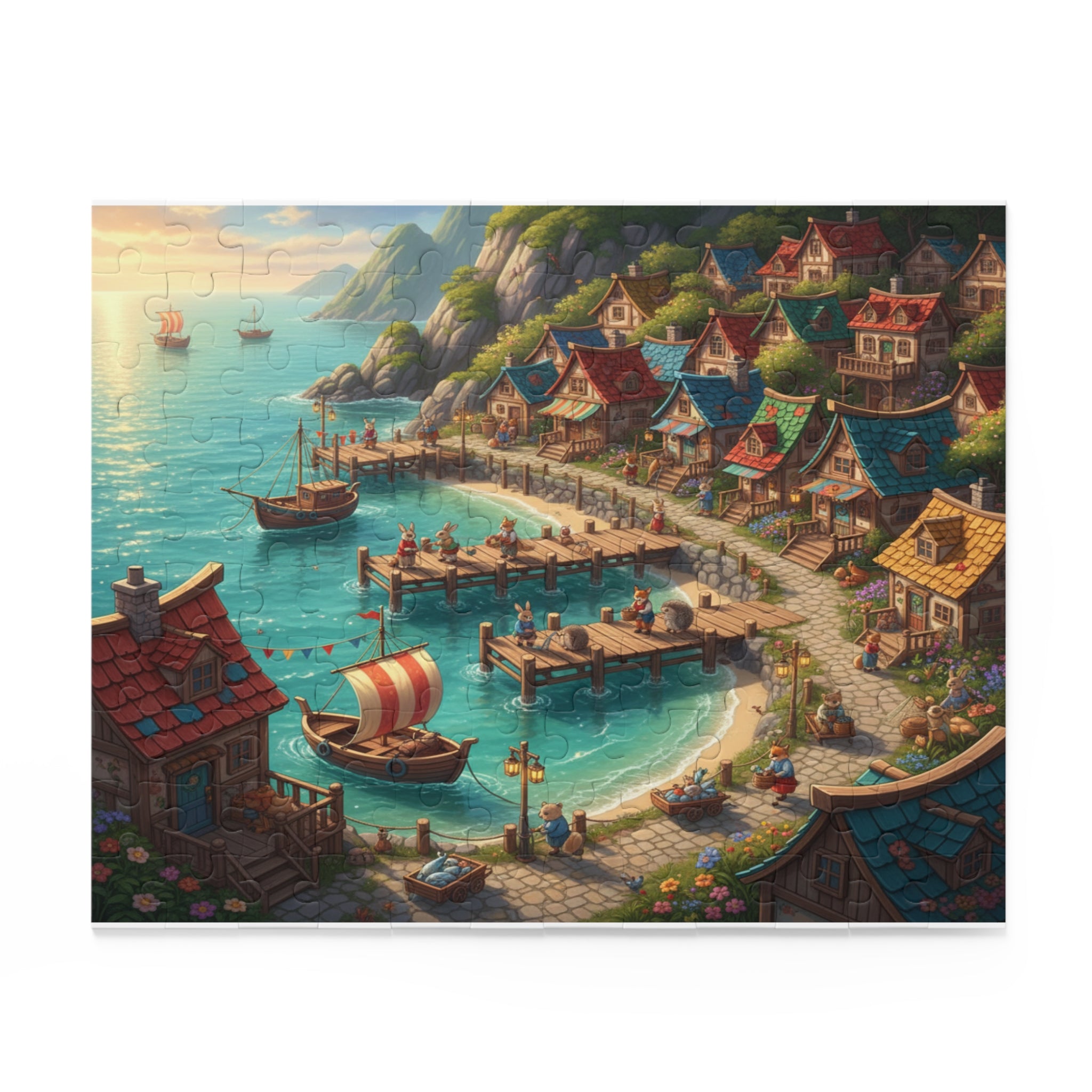 Seaside Animal Town Jigsaw Puzzle (120/252/500 pcs)