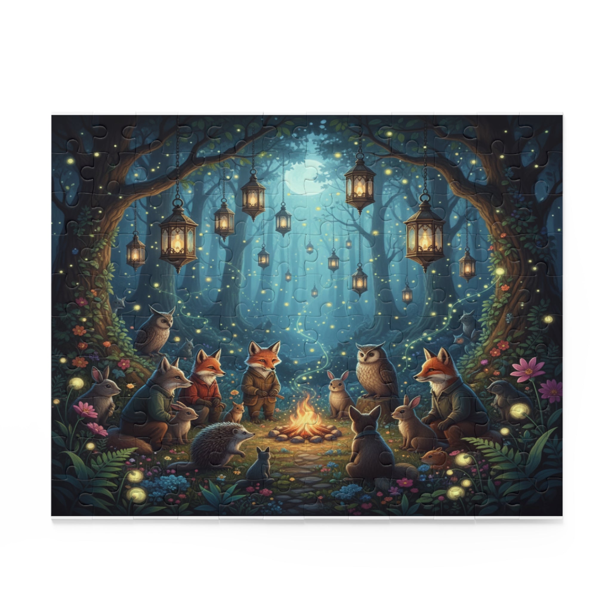 Moonlit Forest Gathering Jigsaw Puzzle (120/252/500 pcs)