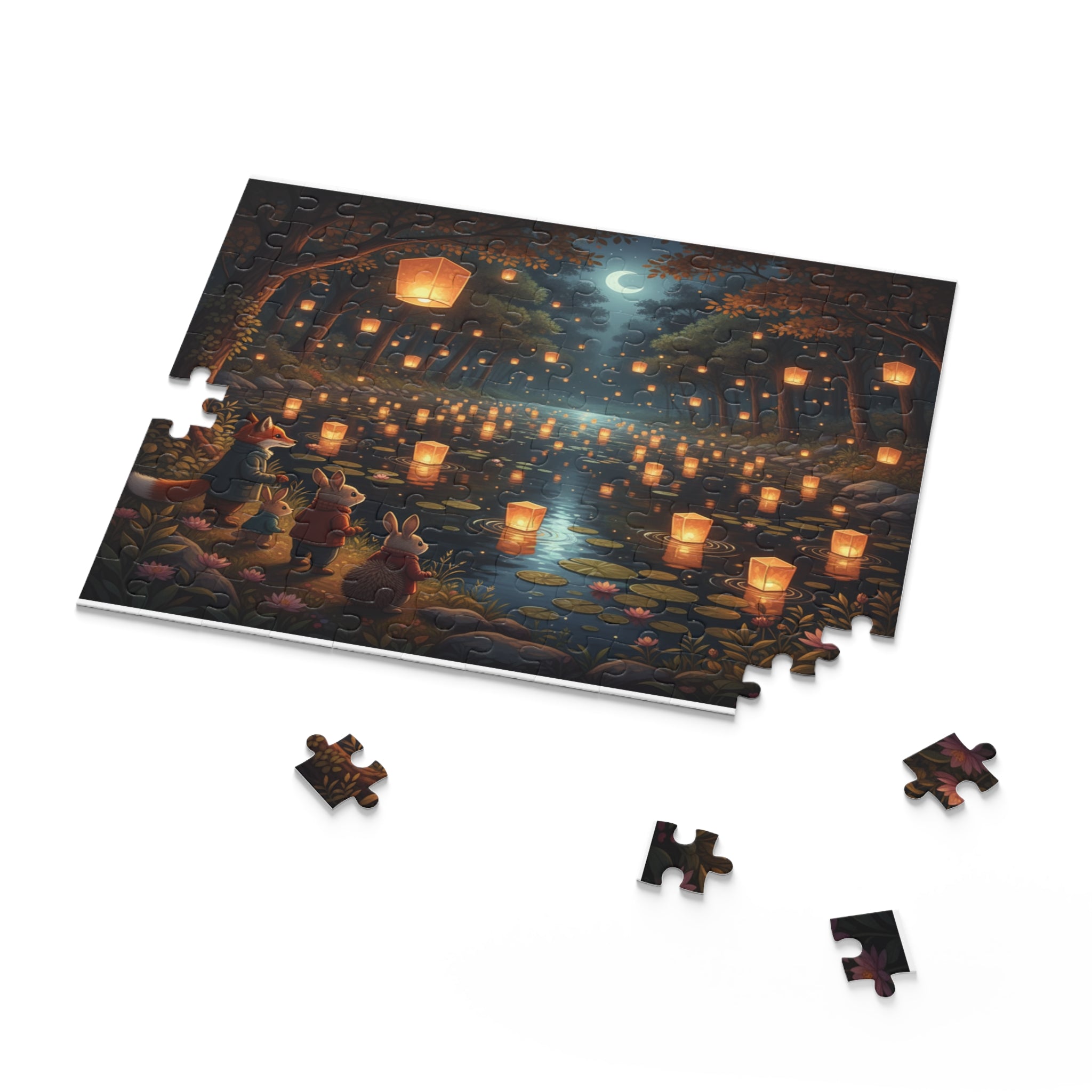 Floating Lantern Lake Jigsaw Puzzle (120/252/500 pcs)