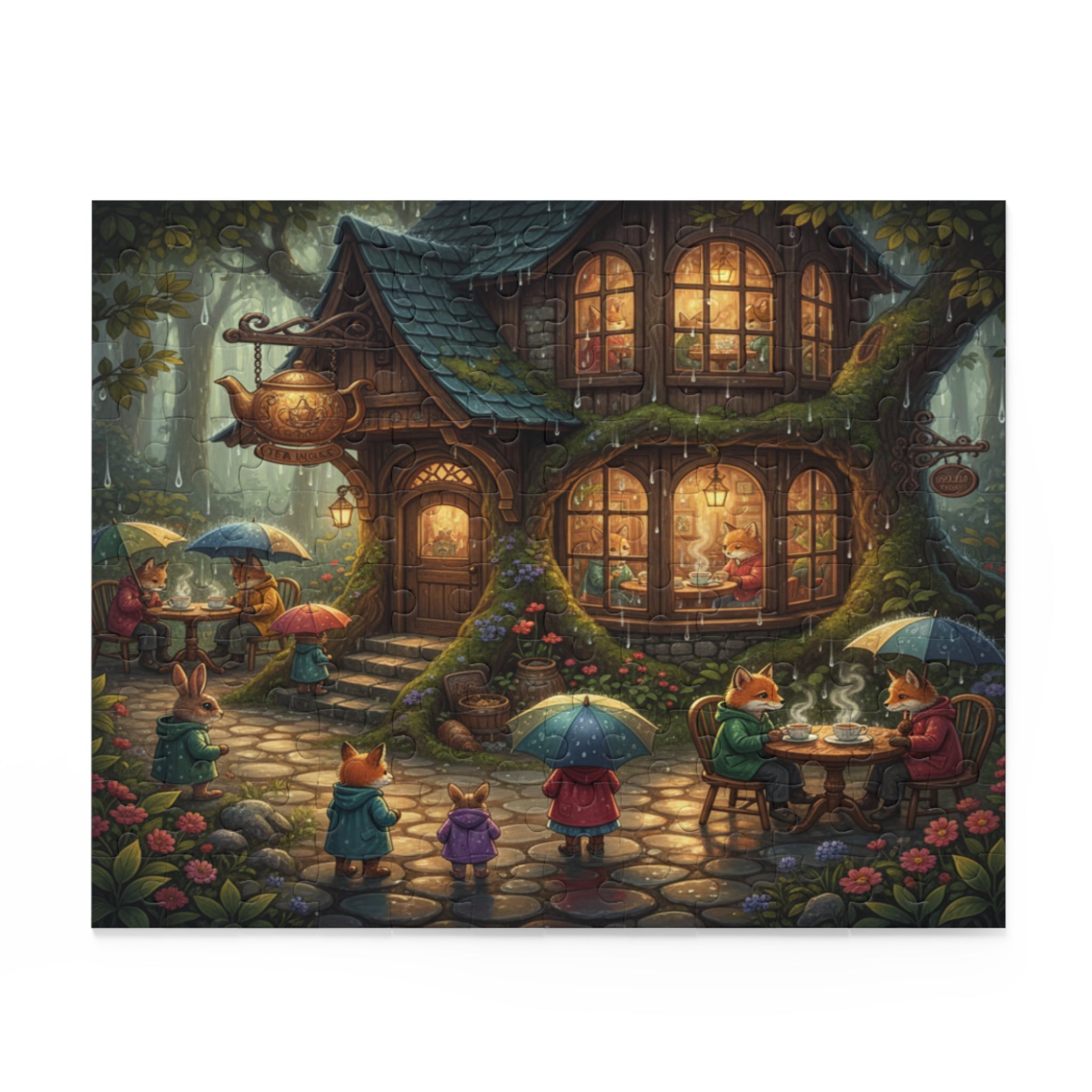 Rainy Day Tea House Jigsaw Puzzle (120/252/500 pcs)