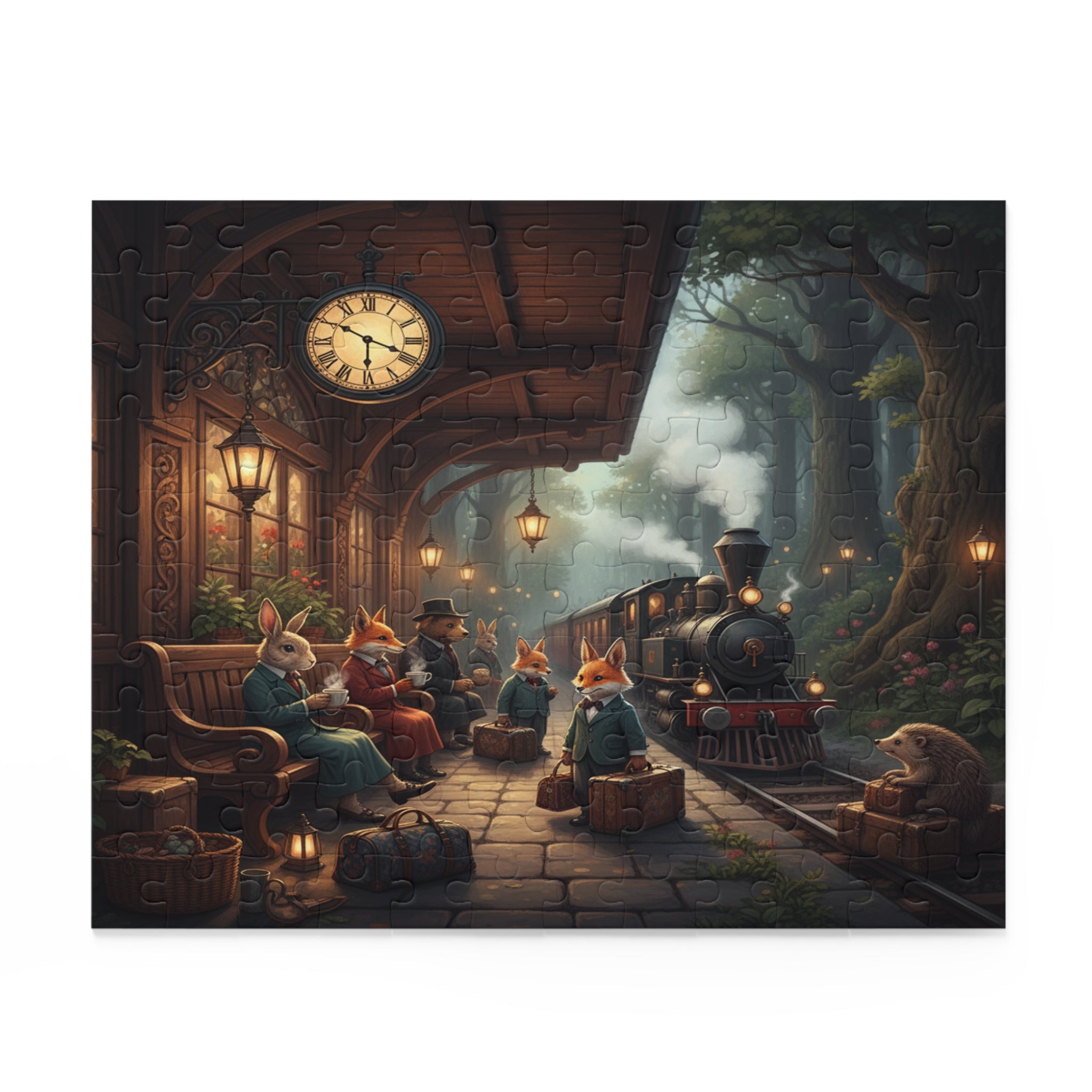 Forest Train Station Jigsaw Puzzle (120/252/500 pcs)