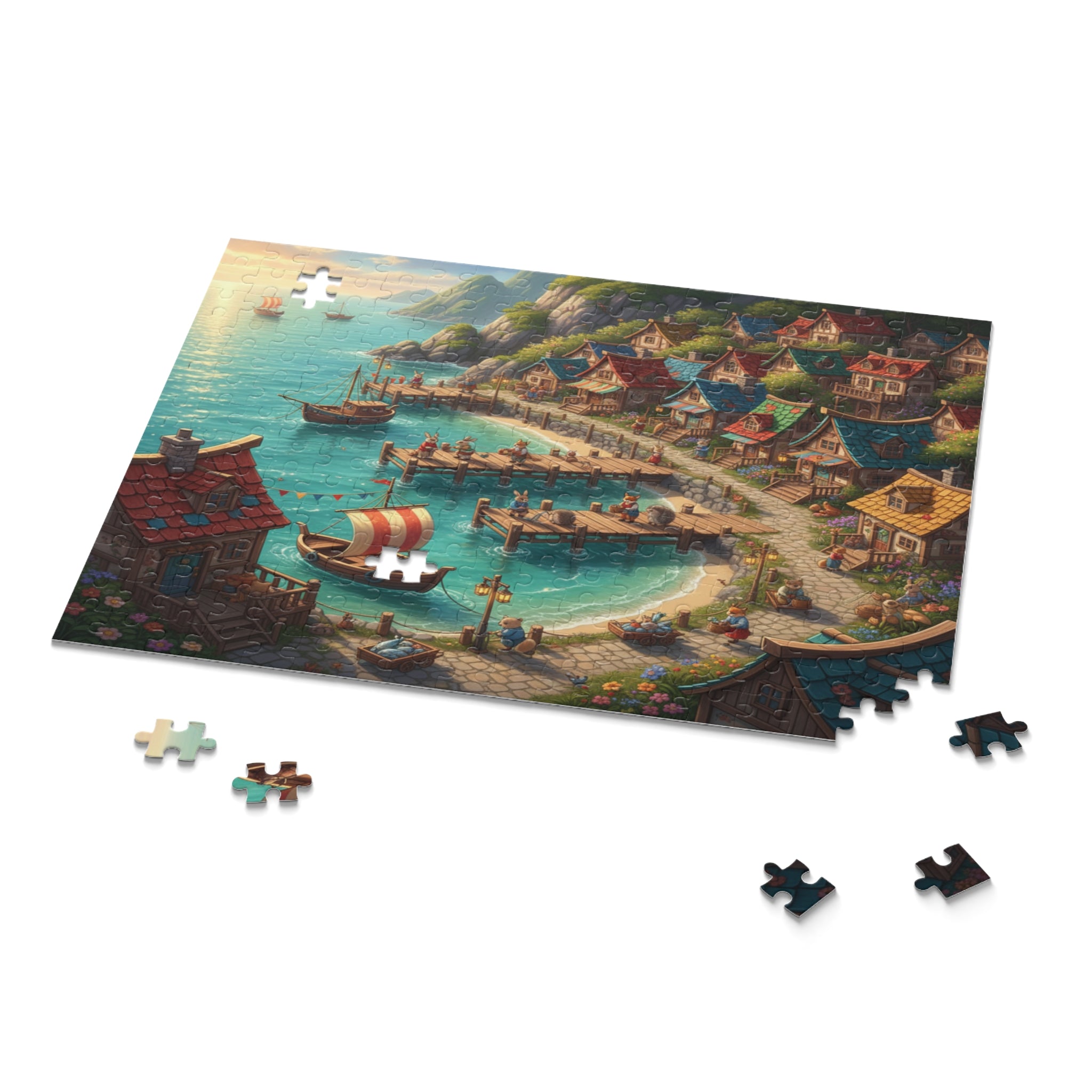 Seaside Animal Town Jigsaw Puzzle (120/252/500 pcs)