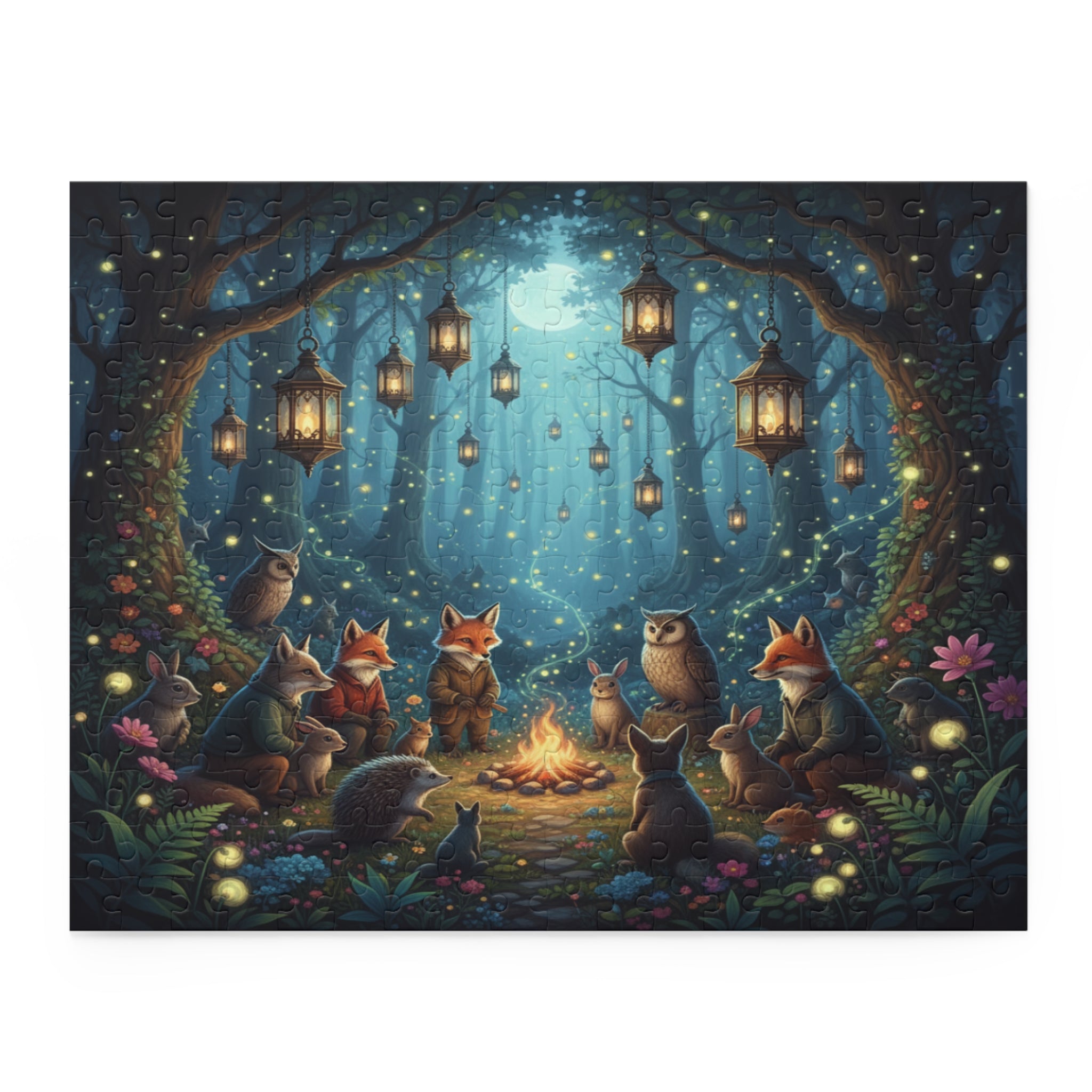 Moonlit Forest Gathering Jigsaw Puzzle (120/252/500 pcs)