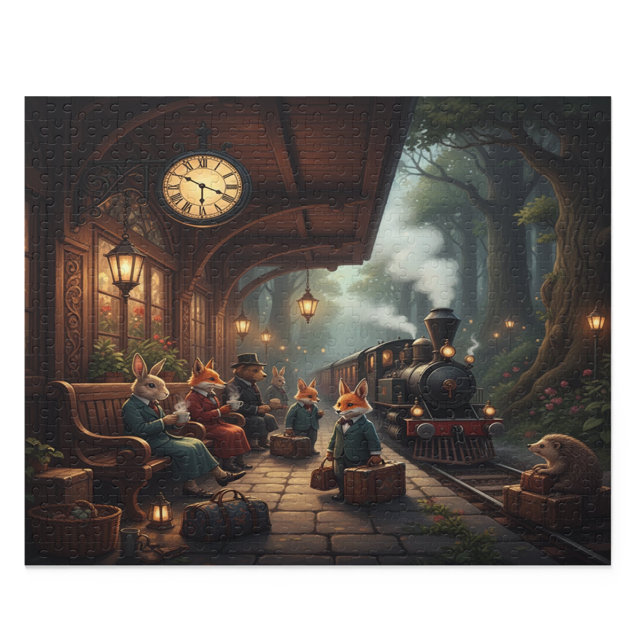 Forest Train Station Jigsaw Puzzle (120/252/500 pcs)